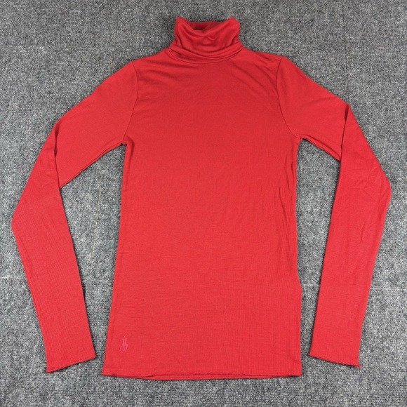 Polo Ralph Lauren Turtleneck Women's S Red Ribbed Slow Fashion Big Pony‎ Basic - Picture 1 of 9